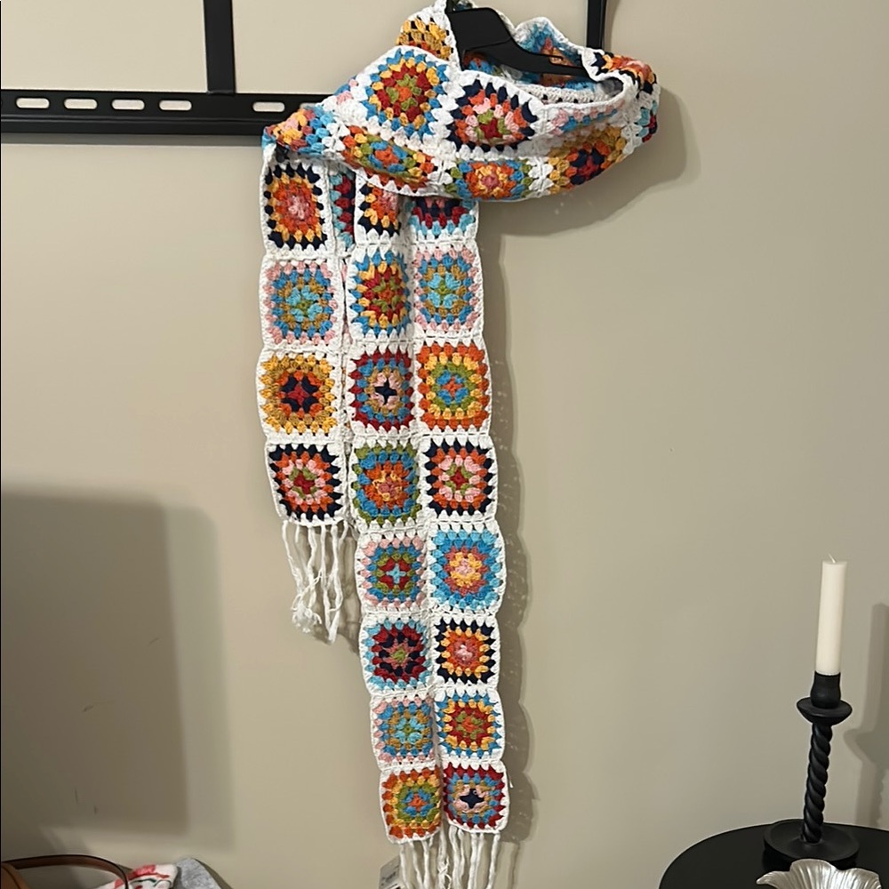 Colorful Crochet Patchwork Scarf